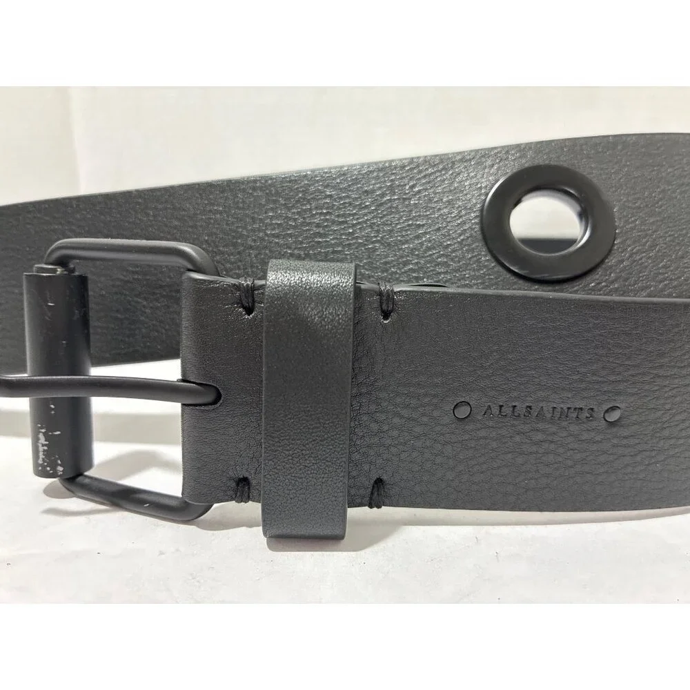 ALLSAINTS MEN'S GENUINE LEATHER BLACK BELT SIZE XL BLACK BUCKLE